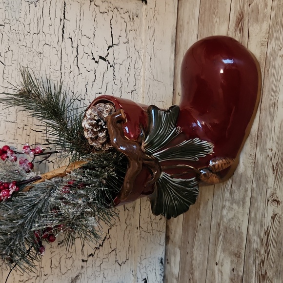 Vintage Ceramic Christmas Santa Boot Vase Planter - Picture 1 of 9